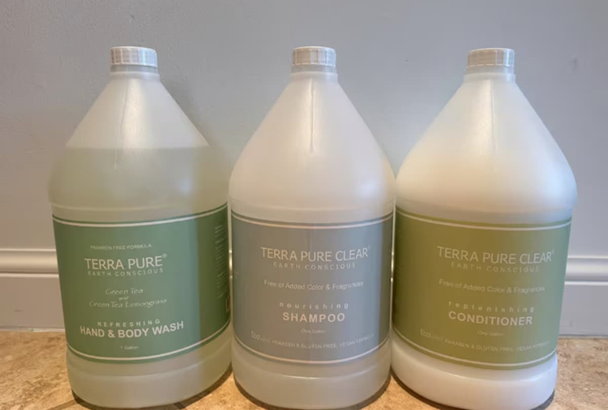 We provide all natural shampoo, conditioner and soaps!