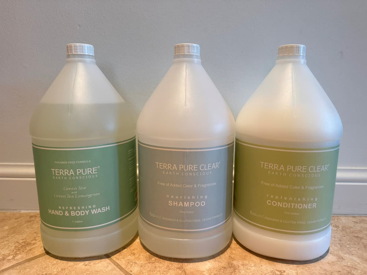We provide all natural shampoo, conditioner and soaps!